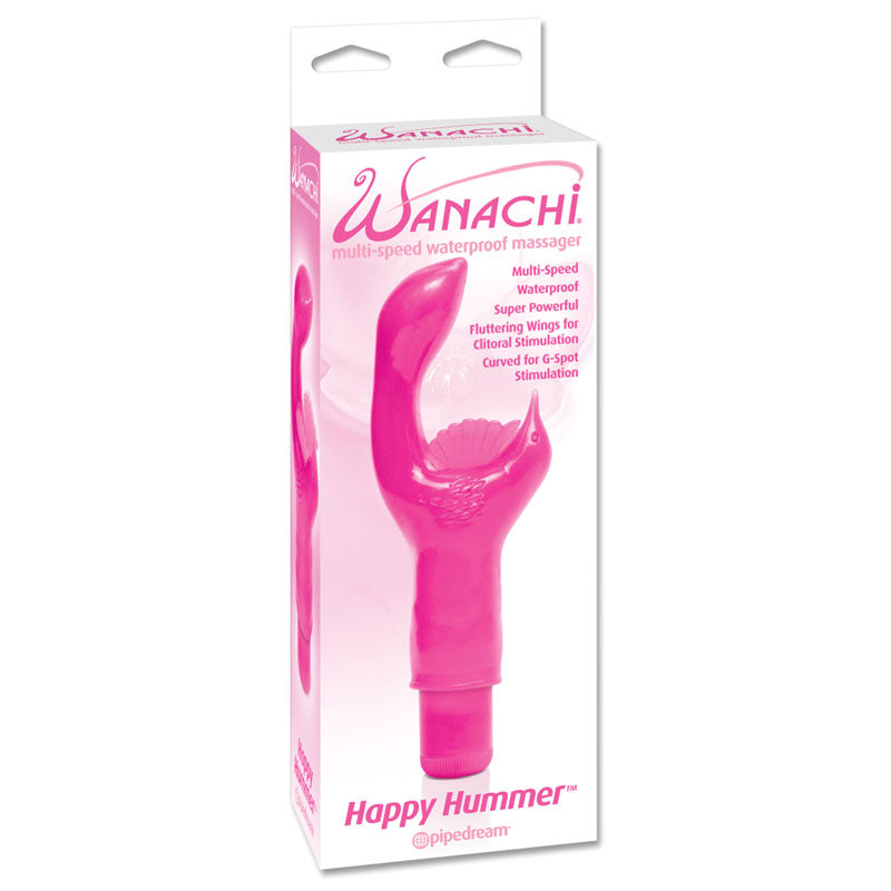 Pipedream Wanachi Happy Hummer Multi-Speed Waterproof Massager Dual Stimulator Pink - Red Garter