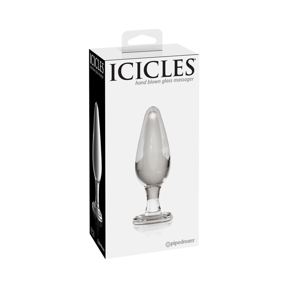 Pipedream Icicles No. 26 Glass Anal Plug 4.5 in. Clear - Red Garter