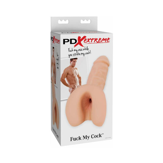 PDX Fuck My Cock Anal Stroker Beige - Red Garter