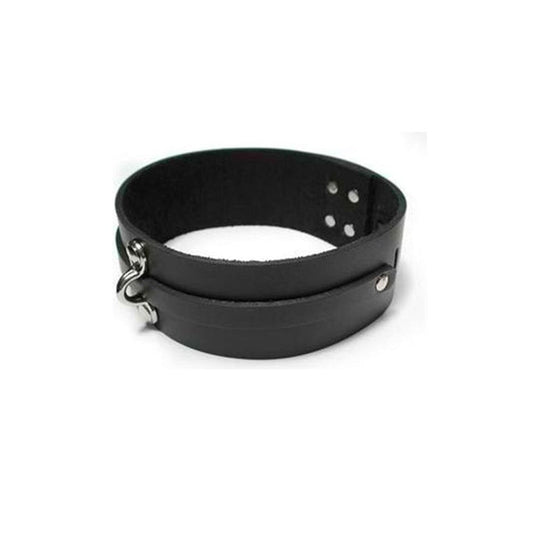 KinkLab  Bondage Basics Leather Collar (Black) - Red Garter