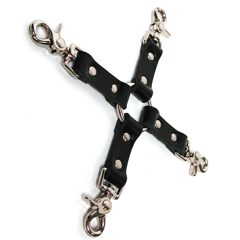 KinkLab Leather Hog Tie (Black) - Red Garter