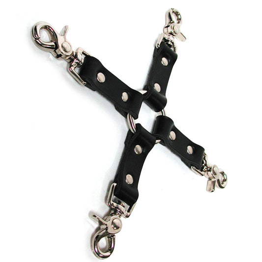 KinkLab Leather Hog Tie (Black) - Red Garter