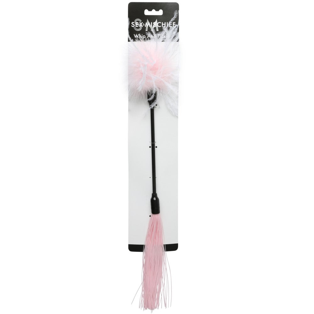 Sportsheets Sex & Mischief Whip & Tickle Pink/White - Red Garter