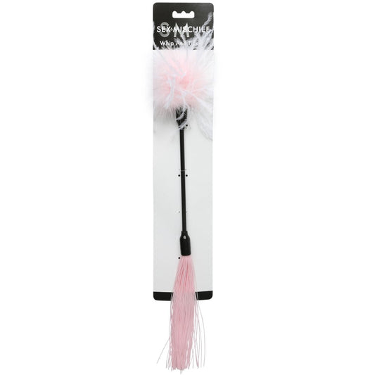 Sportsheets Sex & Mischief Whip & Tickle Pink/White - Red Garter
