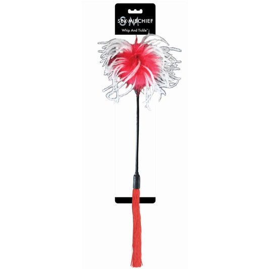 Sportsheets Sex & Mischief Whip & Tickle Red/White - Red Garter