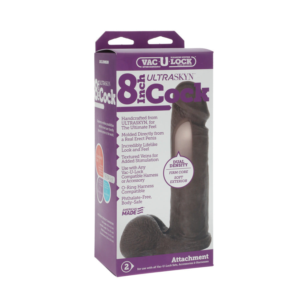 Vac-U-Lock - 8-Inch ULTRASKYN Cock Black - Red Garter