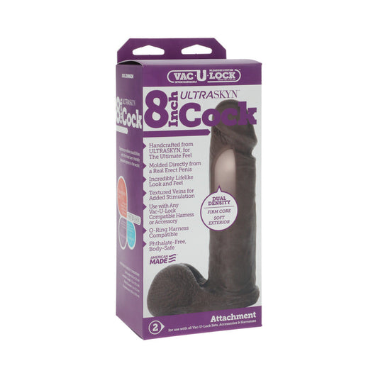 Vac-U-Lock - 8-Inch ULTRASKYN Cock Black - Red Garter