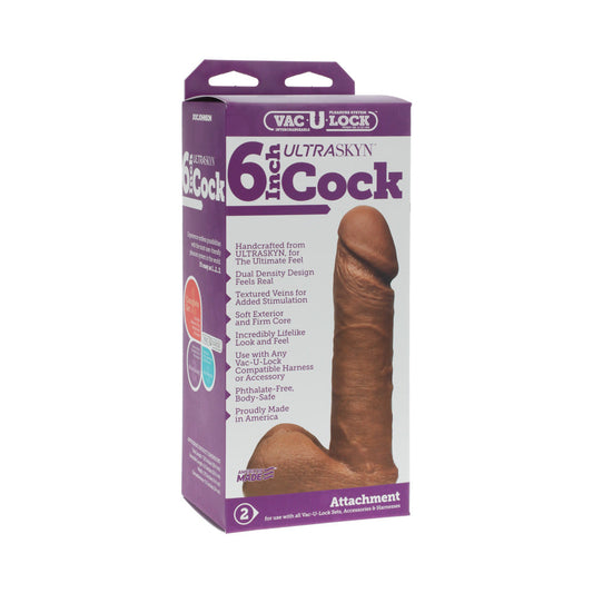 Vac-U-Lock - 6-Inch ULTRASKYN Cock Brown - Red Garter