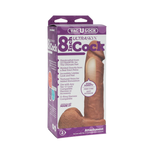 Vac-U-Lock - 8-Inch ULTRASKYN Cock Brown - Red Garter