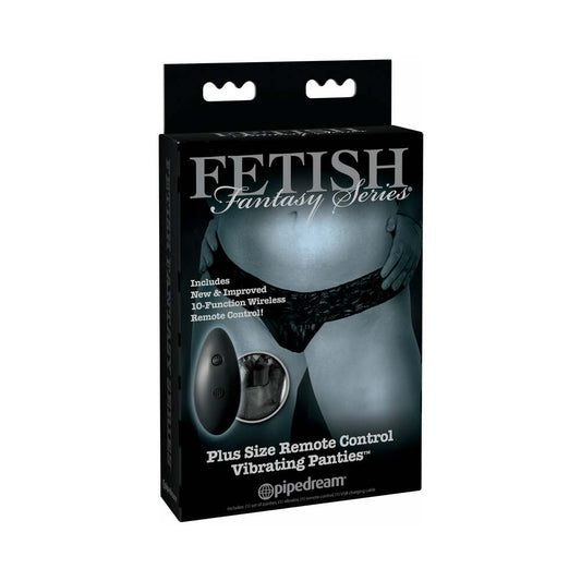 Pipedream Fetish Fantasy Series Limited Edition Plus Size Remote Control Vibrating Panties Black - Red Garter