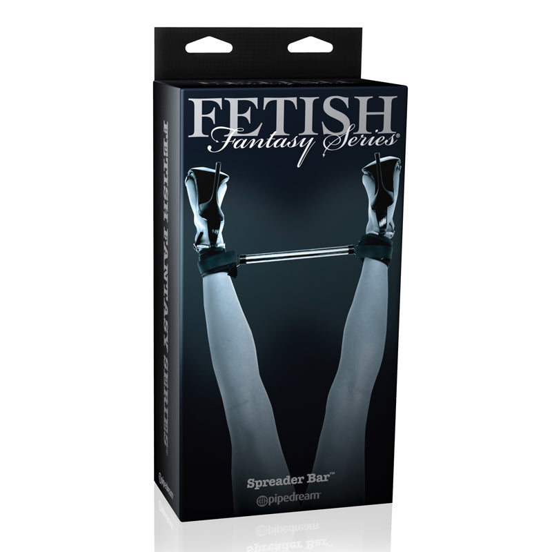 Pipedream Fetish Fantasy Series Limited Edition Adjustable Spreader Bar Black/Silver - Red Garter