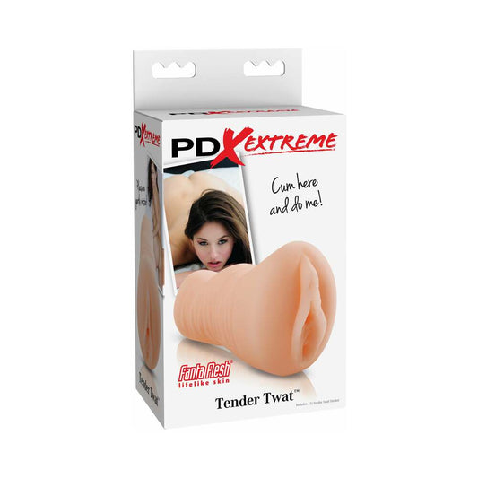 PDX Tender Twat Vaginal Stroker Beige - Red Garter