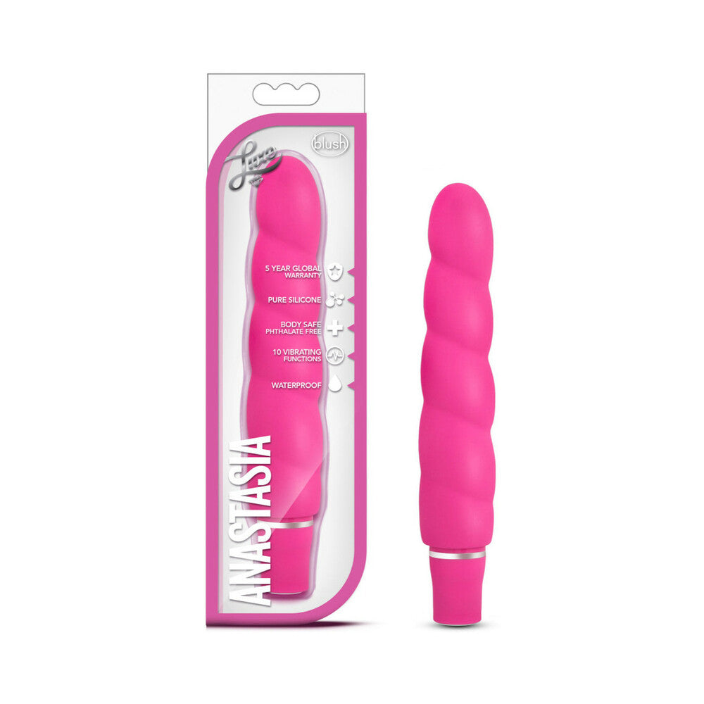 Blush Luxe Anastasia Silicone Slimline Vibrator Pink - Red Garter