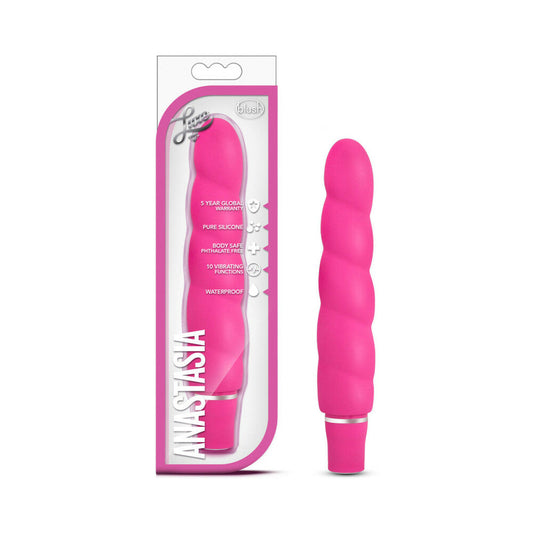 Blush Luxe Anastasia Silicone Slimline Vibrator Pink - Red Garter