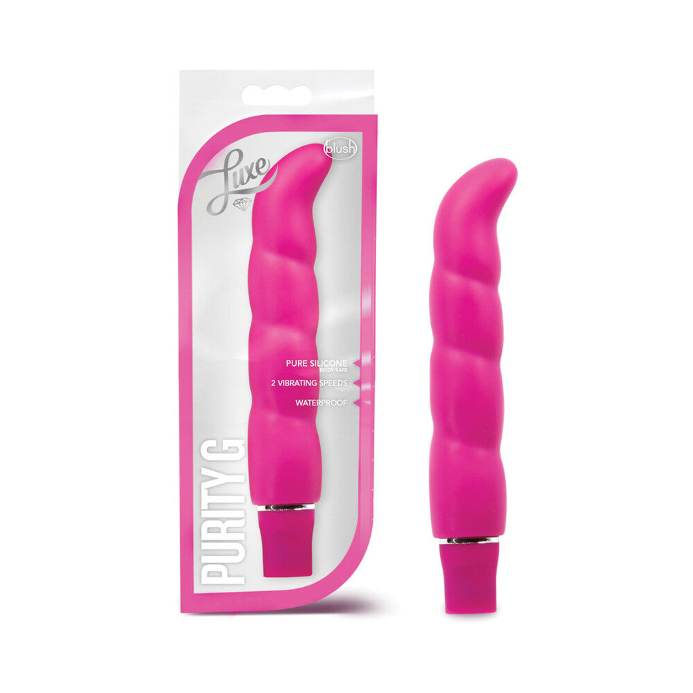 Blush Luxe Purity G Silicone Slimline G-Spot Vibrator Pink - Red Garter