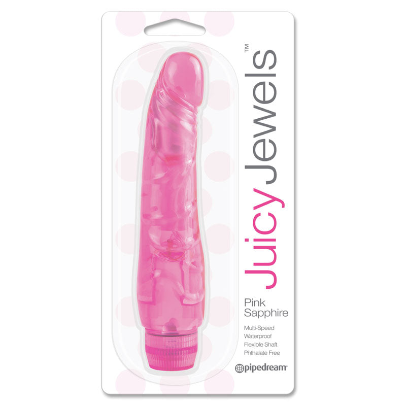Pipedream Juicy Jewels Pink Sapphire Flexible Realistic Vibrator Pink - Red Garter