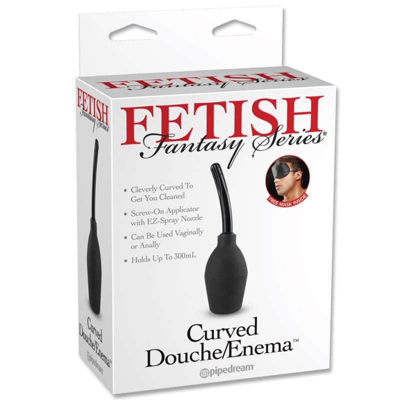 Pipedream Fetish Fantasy Series Curved Douche/Enema Black - Red Garter