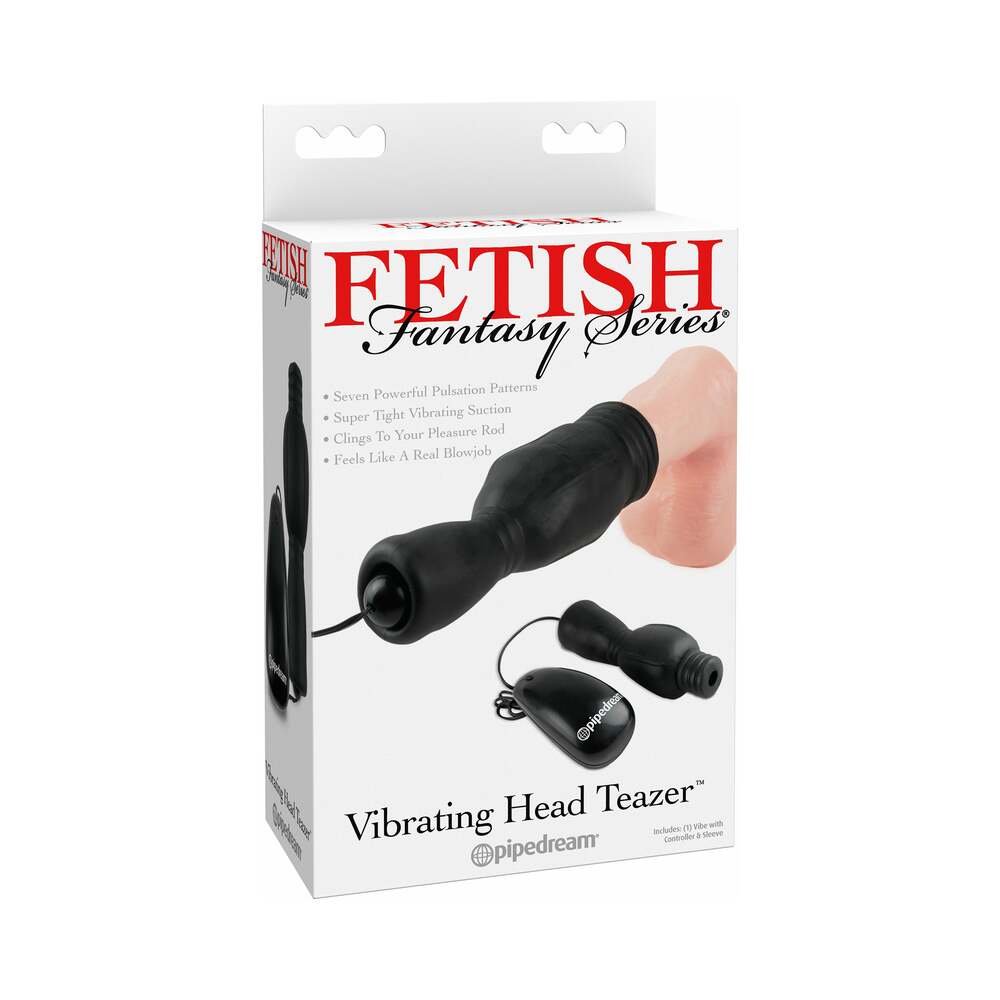 Pipedream Fetish Fantasy Series Vibrating Head Teazer Glans Massager Black - Red Garter