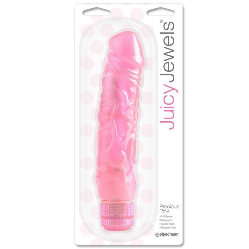 Pipedream Juicy Jewels Precious Pink Flexible Realistic Vibrator Pink - Red Garter