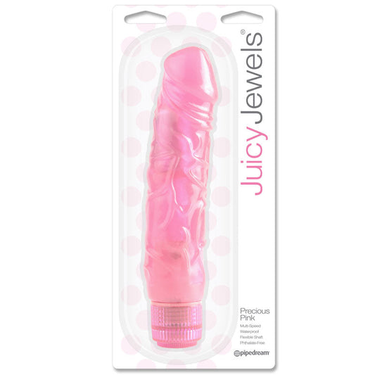 Pipedream Juicy Jewels Precious Pink Flexible Realistic Vibrator Pink - Red Garter