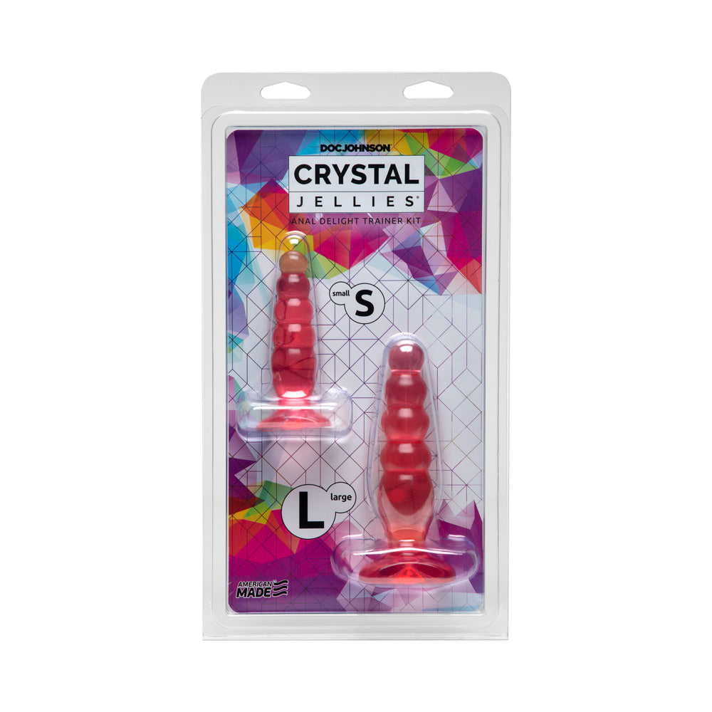 Crystal Jellies - Anal Delight Trainer Kit Pink - Red Garter