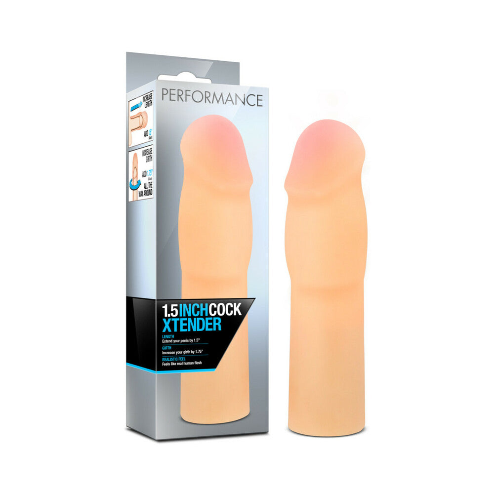 Blush Performance 1.5 in. Cock Xtender Penis Extender Sleeve Beige - Red Garter