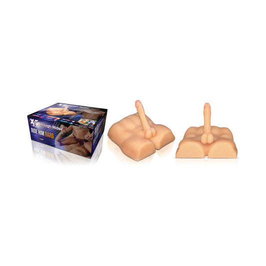 X5 Men Rough Rider Pleasure Doll Anal Masturbator with 7.5 in. Dildo Beige - Red Garter