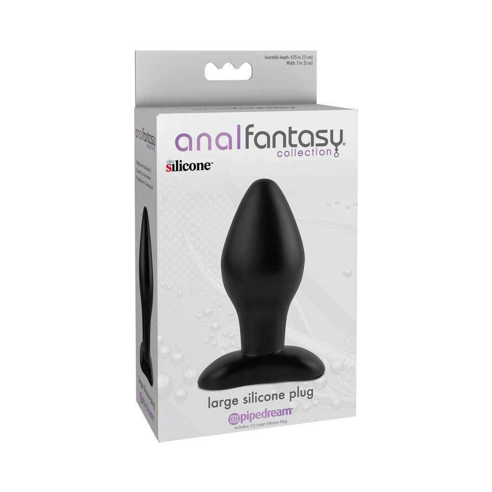 Pipedream Anal Fantasy Collection Large Silicone Plug Black - Red Garter
