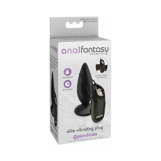 Pipedream Anal Fantasy Collection Silicone Remote-Controlled Elite Vibrating Plug Black - Red Garter