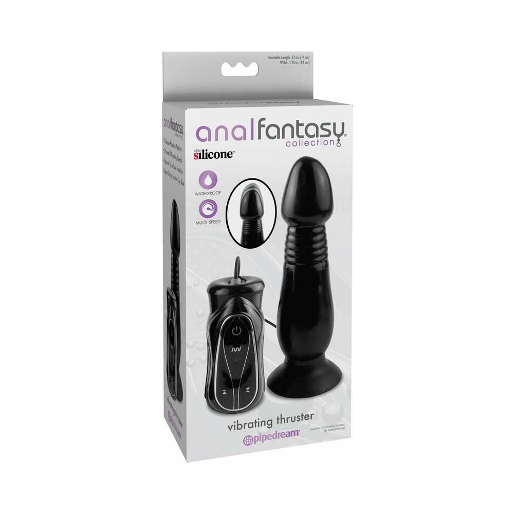 Pipedream Anal Fantasy Collection Vibrating Thruster With Suction Cup Black - Red Garter