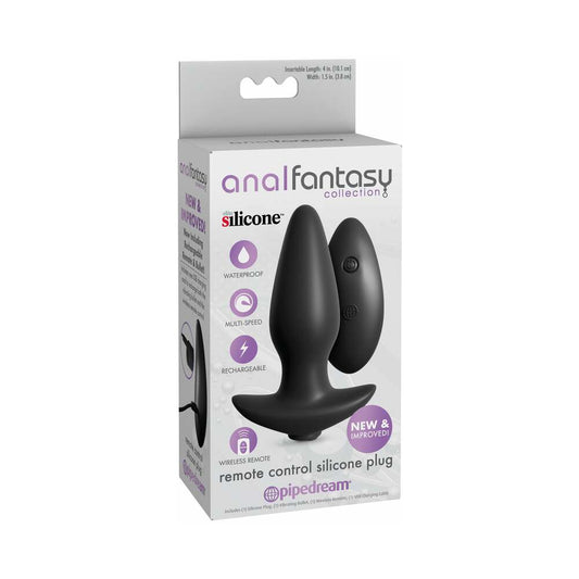 Pipedream Anal Fantasy Collection Vibrating Remote Control Silicone Plug Black - Red Garter