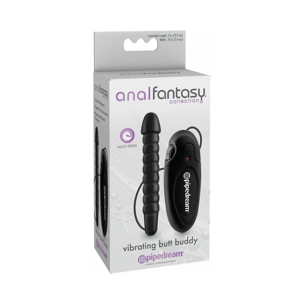 Pipedream Anal Fantasy Collection Remote-Controlled Vibrating Butt Buddy Black - Red Garter
