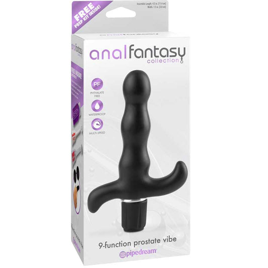 Pipedream Anal Fantasy Collection 9-Function Prostate Vibe Black - Red Garter