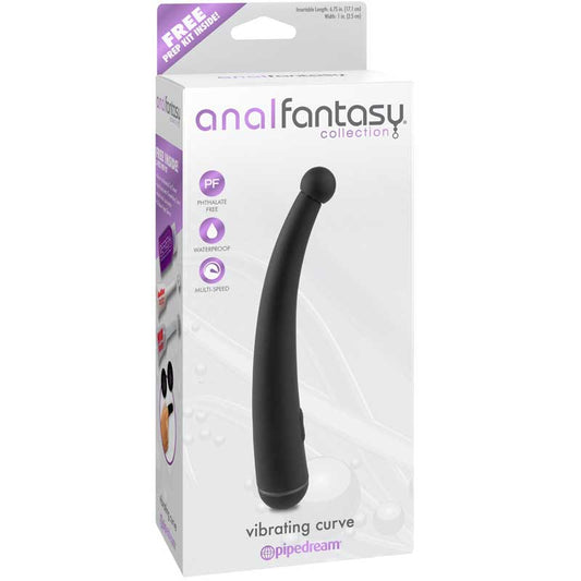 Pipedream Anal Fantasy Collection Vibrating Curve Prostate Massager Black - Red Garter