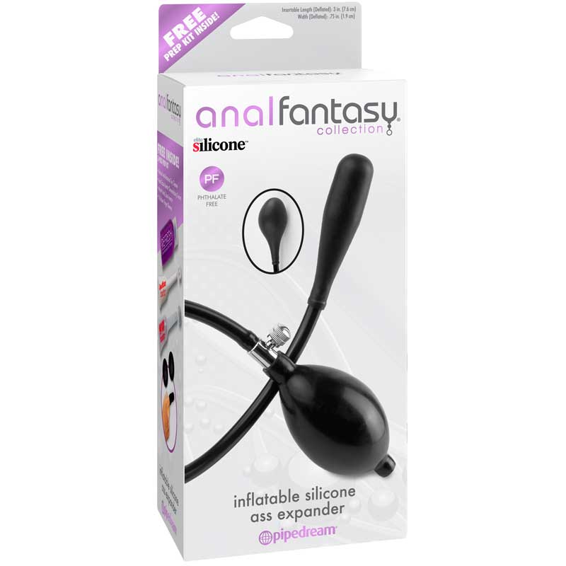 Pipedream Anal Fantasy Collection Inflatable Silicone Ass Expander Black - Red Garter