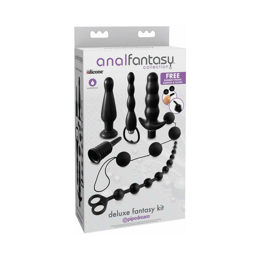 Pipedream Anal Fantasy Collection 6-Piece Silicone Deluxe Fantasy Kit Black - Red Garter