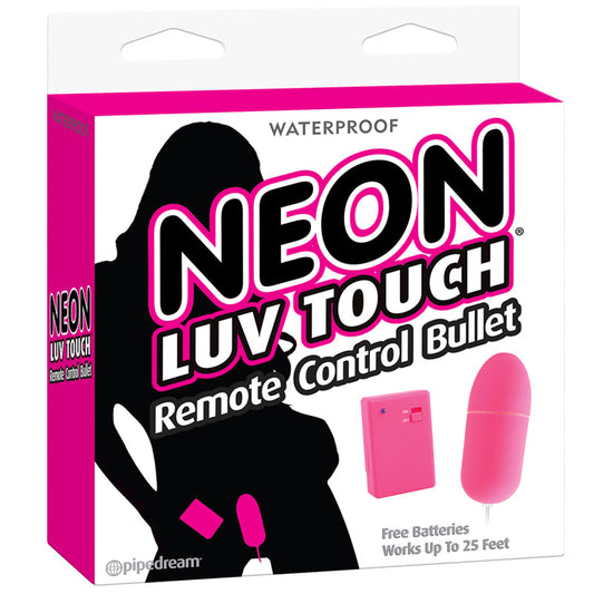 Pipedream Neon Luv Touch Remote Control Bullet Vibrator Pink - Red Garter