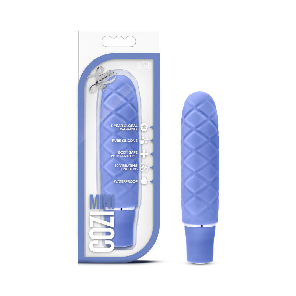 Blush Luxe Cozi Mini Silicone Slimline Vibrator Periwinkle - Red Garter
