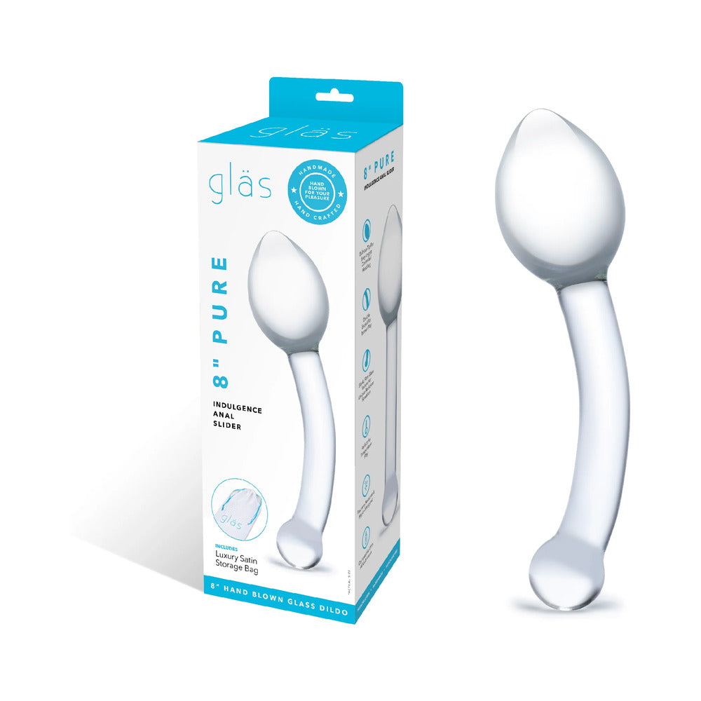 Glas 8 in. Pure Indulgence Anal Slider Prostate Stimulating Glass Dildo - Red Garter