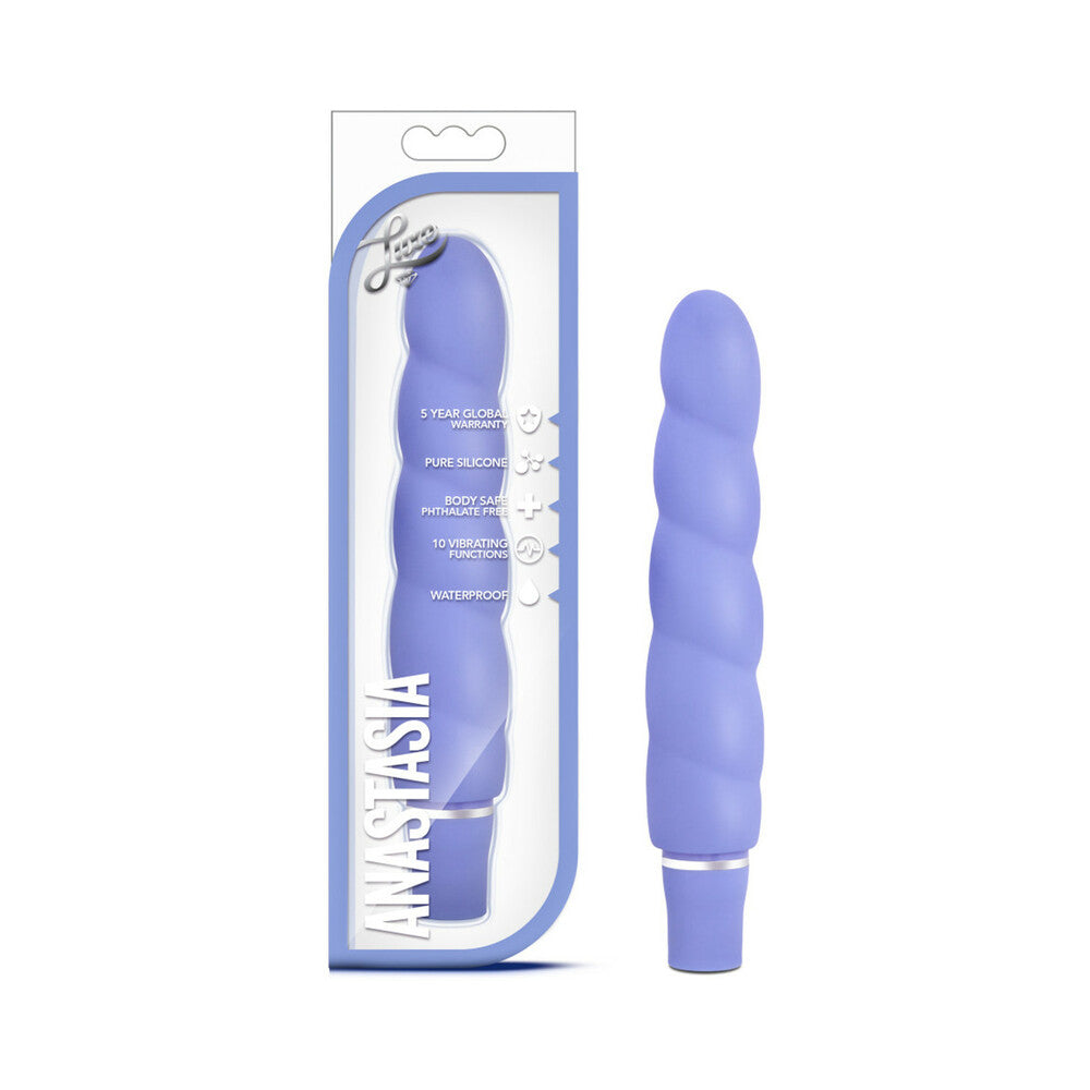 Blush Luxe Anastasia Silicone Slimline Vibrator Periwinkle - Red Garter