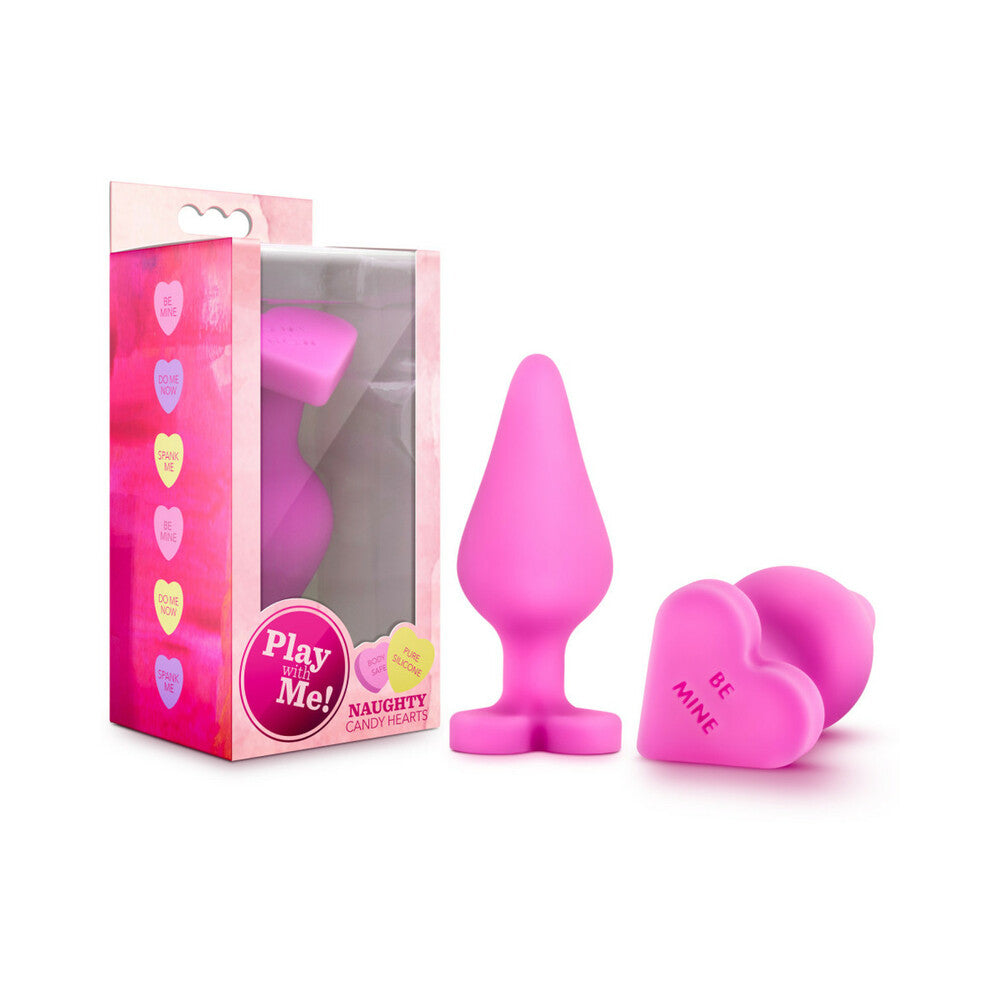 Blush Play with Me Naughty Candy Hearts ''Be Mine'' Anal Plug Pink - Red Garter