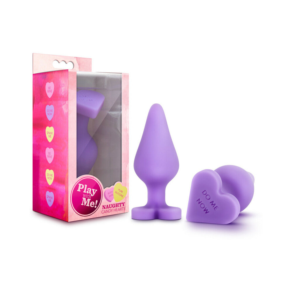 Blush Play with Me Naughty Candy Hearts ''Do Me Now'' Anal Plug Purple - Red Garter
