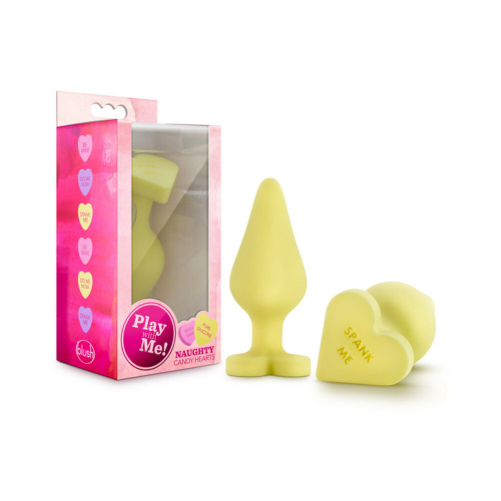 Blush Play with Me Naughty Candy Hearts ''Spank Me'' Anal Plug Yellow - Red Garter