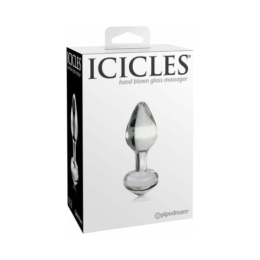Pipedream Icicles No. 44 Glass Anal Plug 3.25 in. Clear - Red Garter