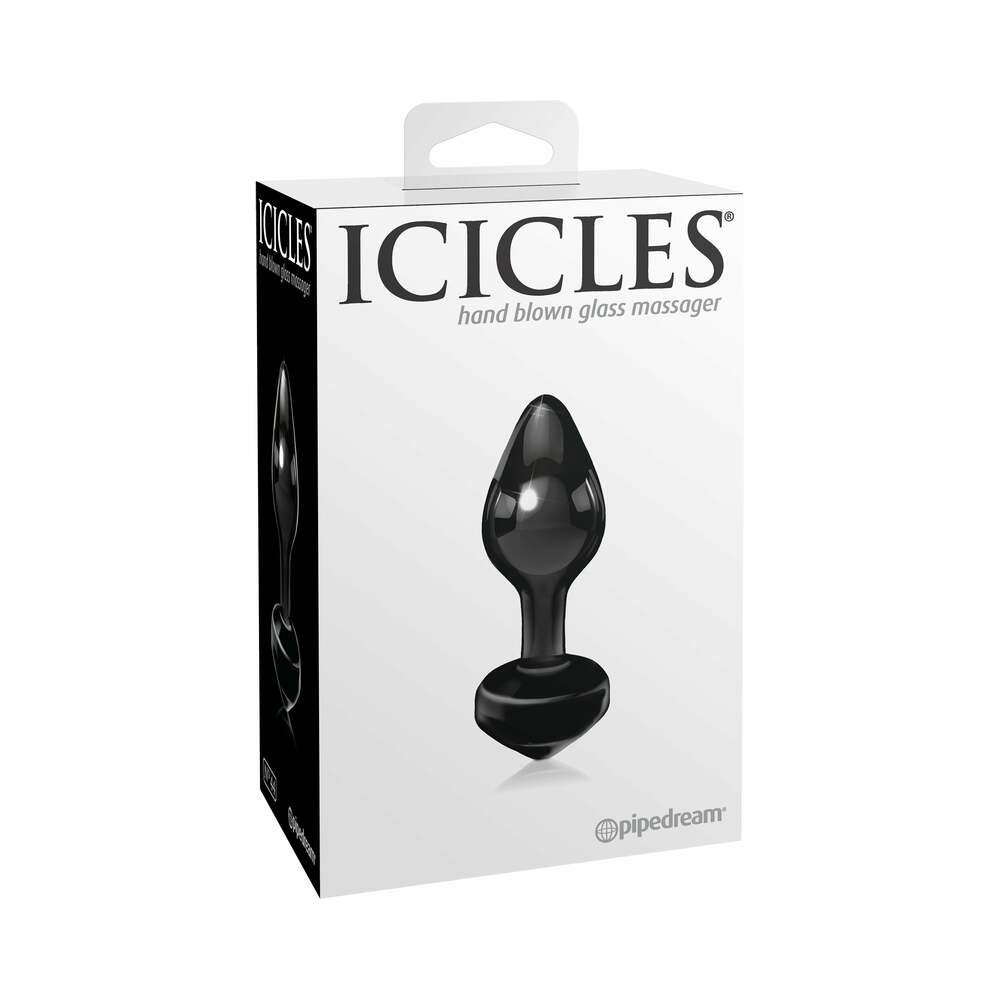 Pipedream Icicles No. 44 Glass Anal Plug 3.25 in. Black - Red Garter