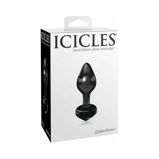 Pipedream Icicles No. 44 Glass Anal Plug 3.25 in. Black - Red Garter