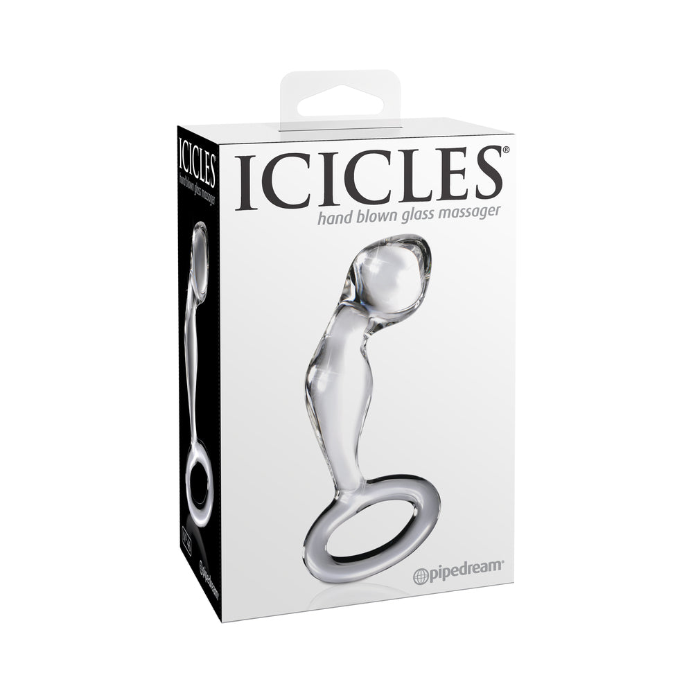 Pipedream Icicles No. 46 Glass Prostate Massager 3.5 in. Clear - Red Garter
