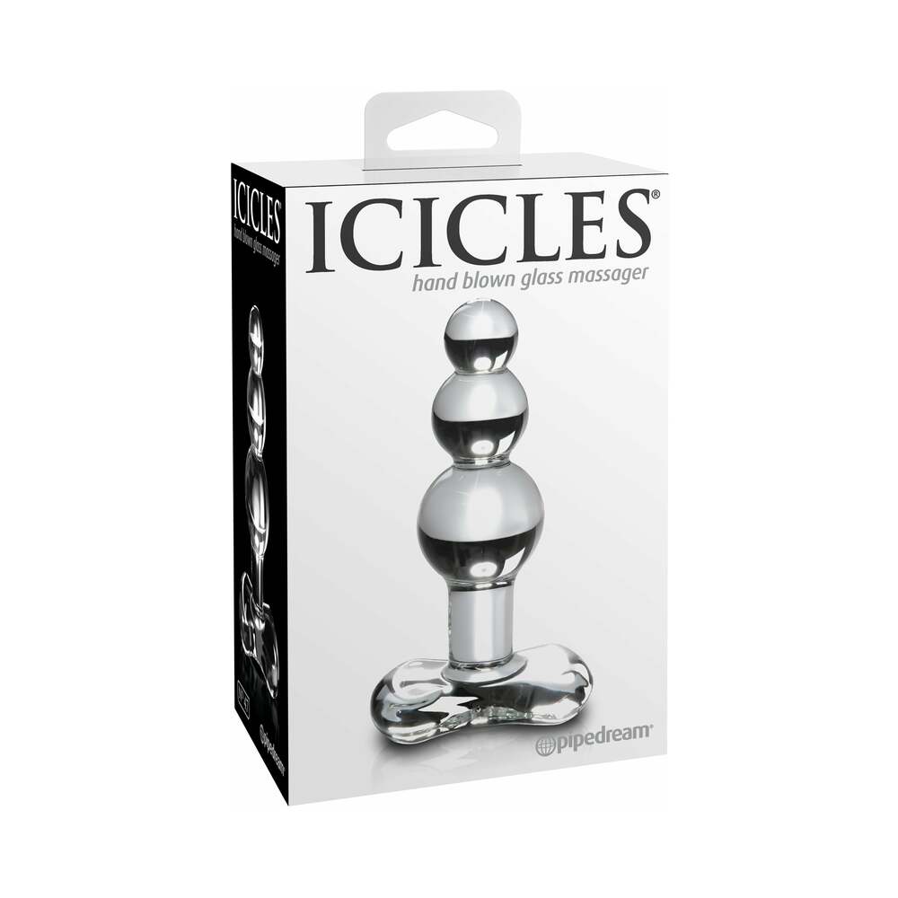 Pipedream Icicles No. 47 Beaded 4 in. Glass Anal Plug Clear - Red Garter