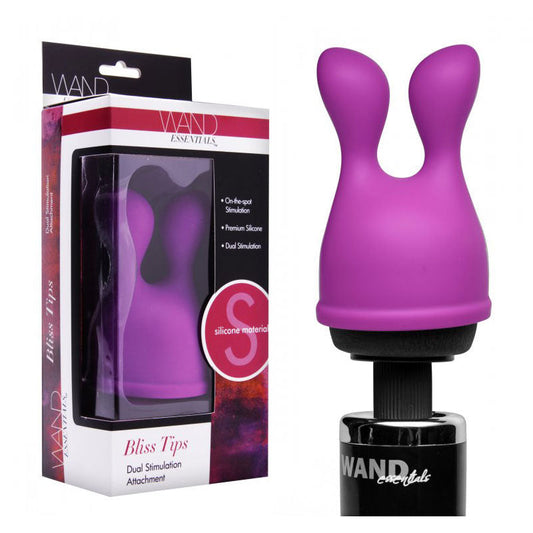 Wand Essentials Bliss Tips Dual Stimulation Silicone Attachment (Purple) - Red Garter