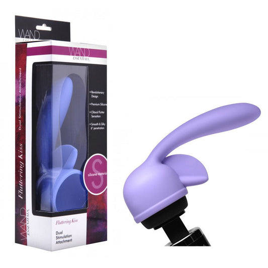Wand Essentials Fluttering Kiss Dual Stimlation Silicone Attachment (Purple) - Red Garter